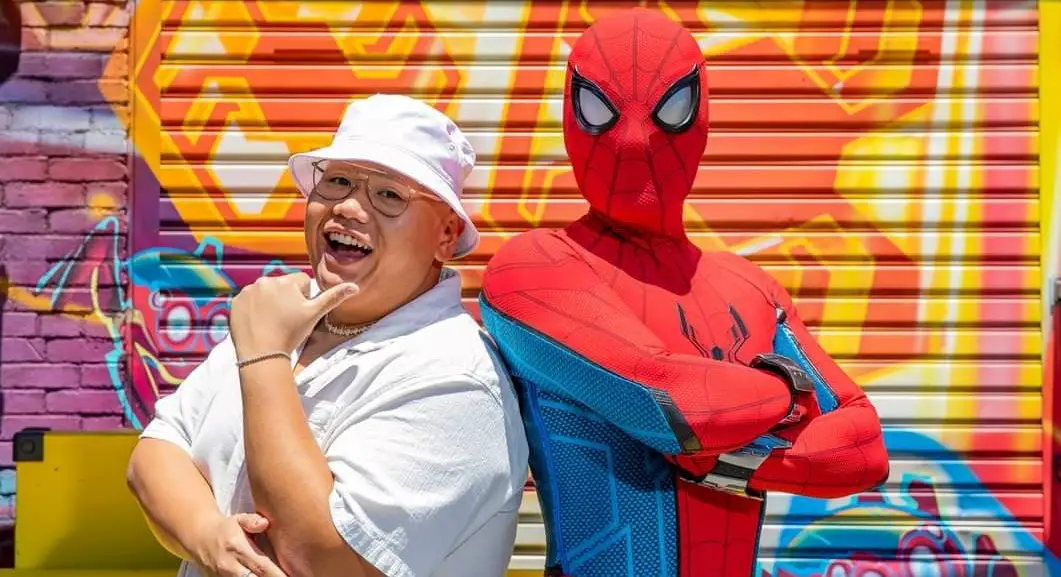 Spider-Man star Jacob Batalon hangs out with Spider-Man in Avengers Campus