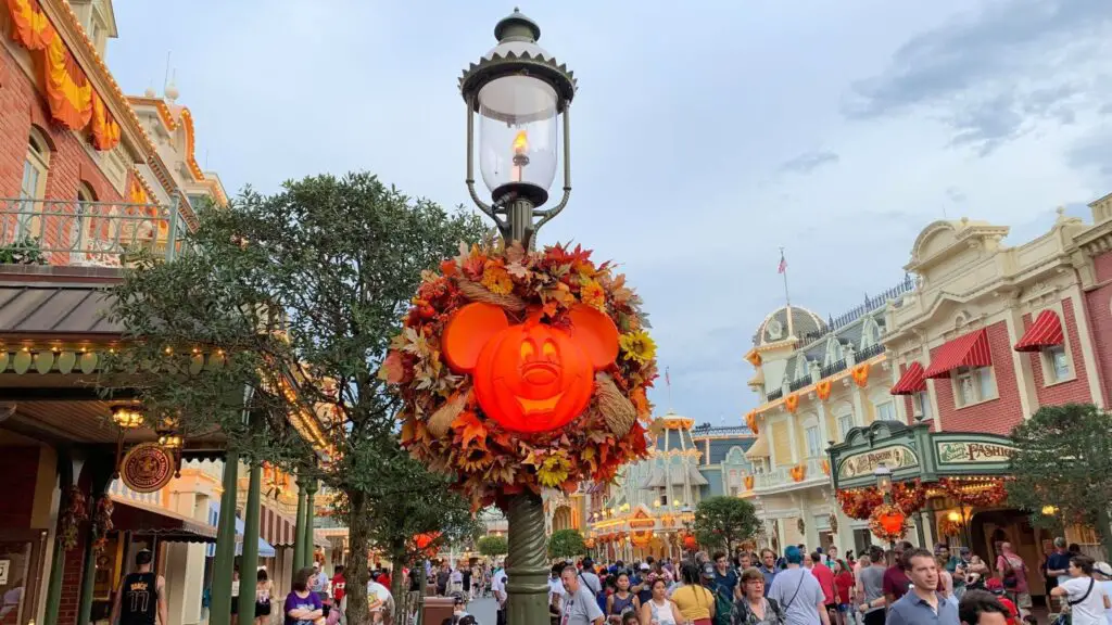 Fall decorations running a little late in the Magic Kingdom