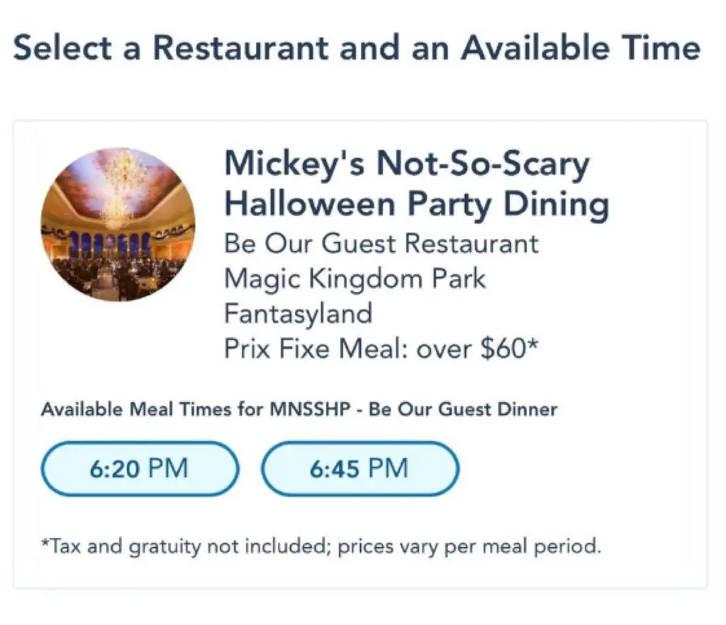 Mickey's Not-So-Scary Halloween Party Dining now available