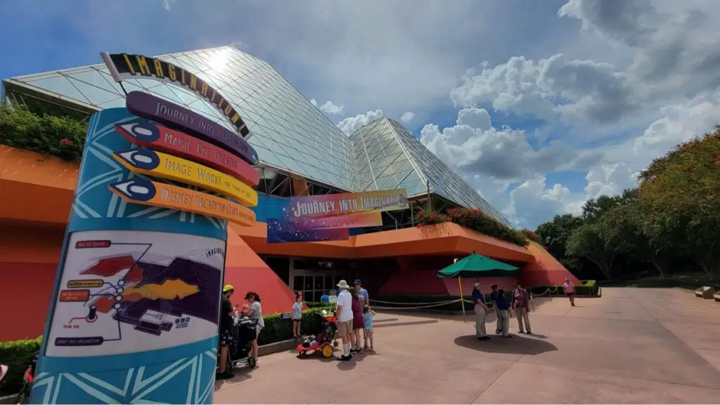 Busted pipe spraying water in the air forces Epcot's Imagination Pavilion to close