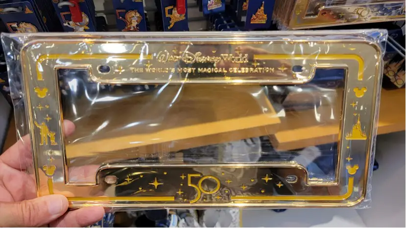 New Magical Gold Walt Disney World 50th Anniversary License Plate!