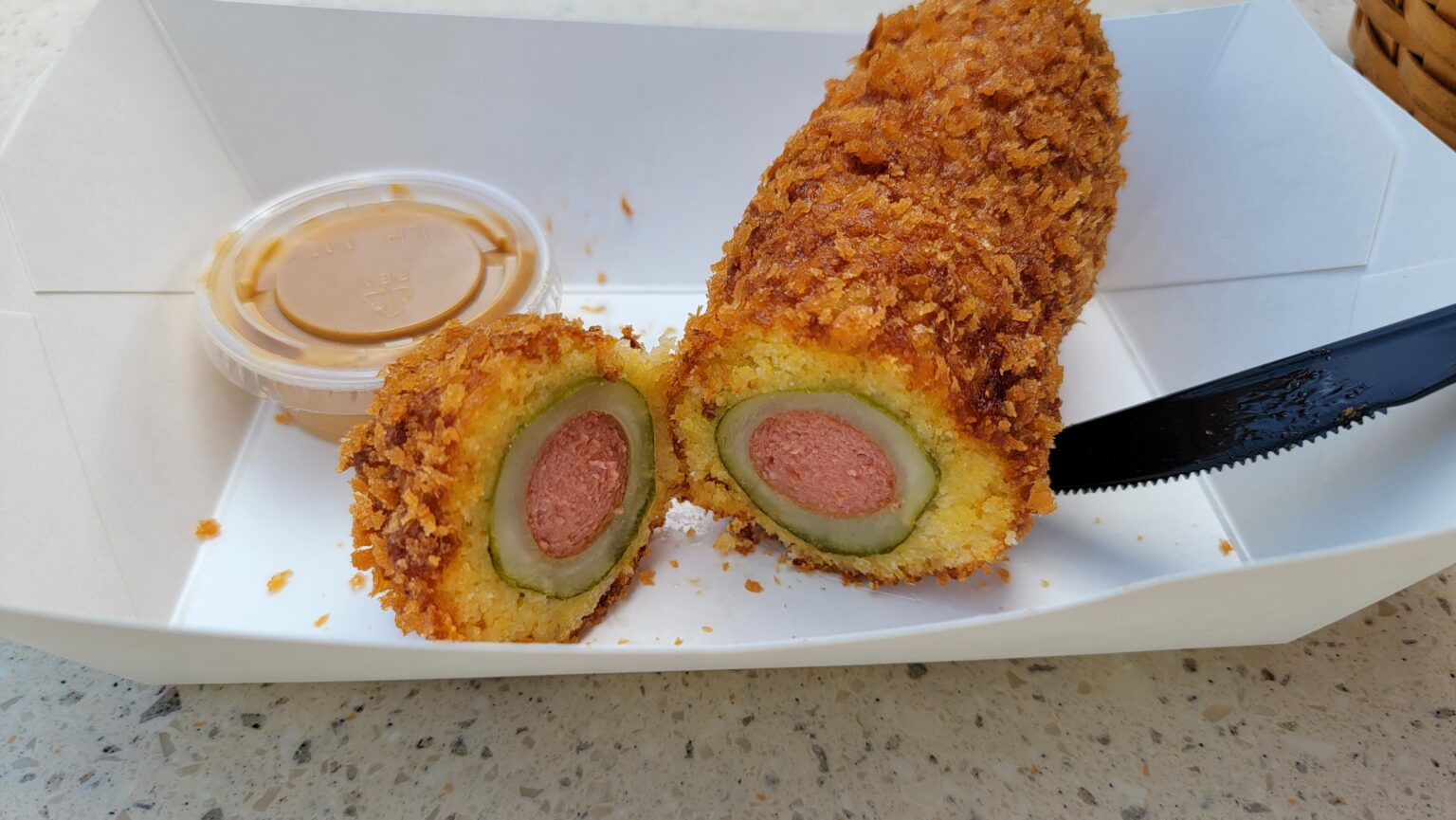 We finally tried the Pickle Corn Dog in Disneyland with Peanut Butter ...