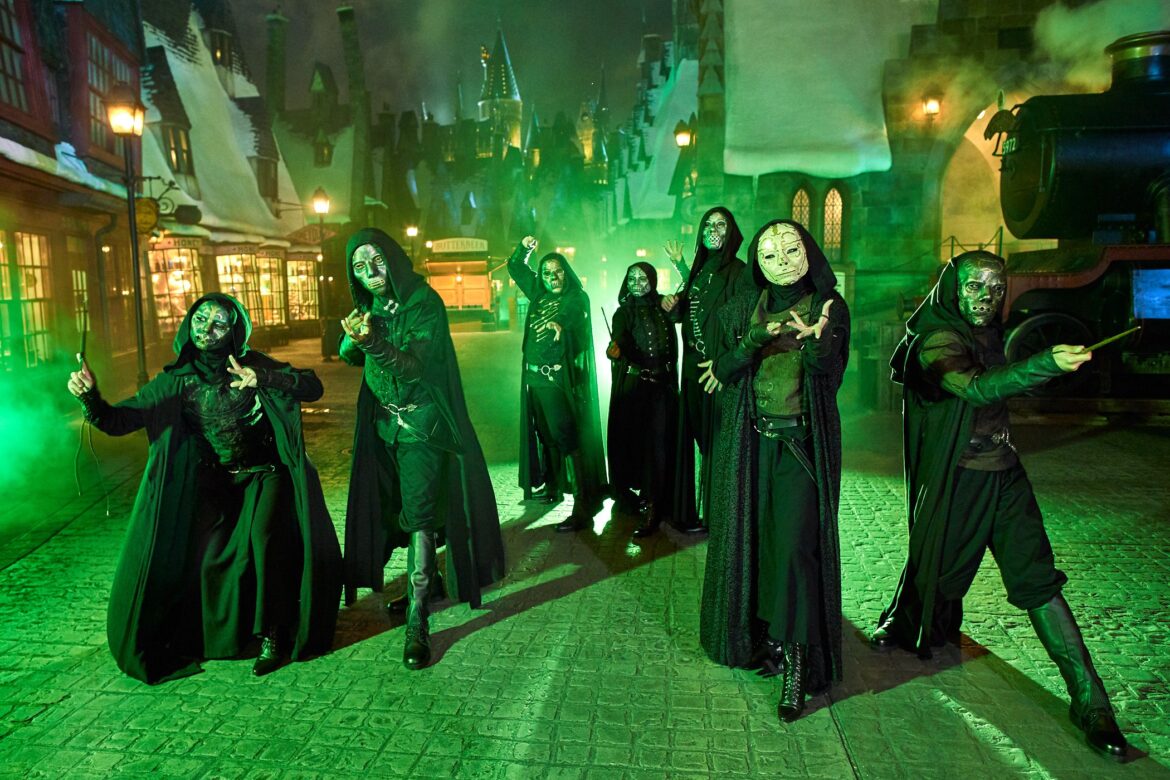 Death Eaters returning to Dark Arts at Hogwarts Castle in Universal Orlando