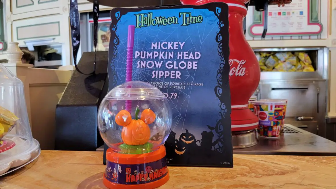 Mickey Pumpkin Head Snow Globe Sipper Now Available at Disneyland