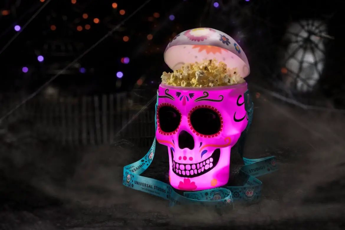 Dia De Los Muertos Light Up Sugar Skull Popcorn Bucket coming to Halloween Horror Nights