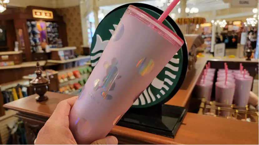 New Mickey Mouse Pink Polka Dot Starbucks Tumbler Available At Magic Kingdom!