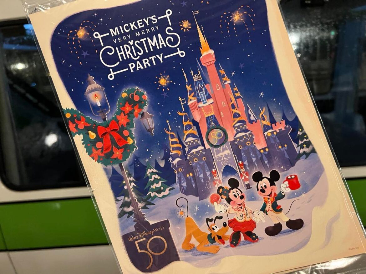 Free Commemorative Mickey Very Merry Christmas Party Poster Handed Out to Guests