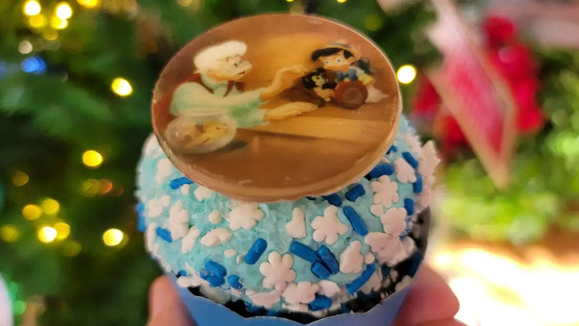Geppetto and Pinocchio Chocolate Medallion Seasonal Cupcake at Disney World