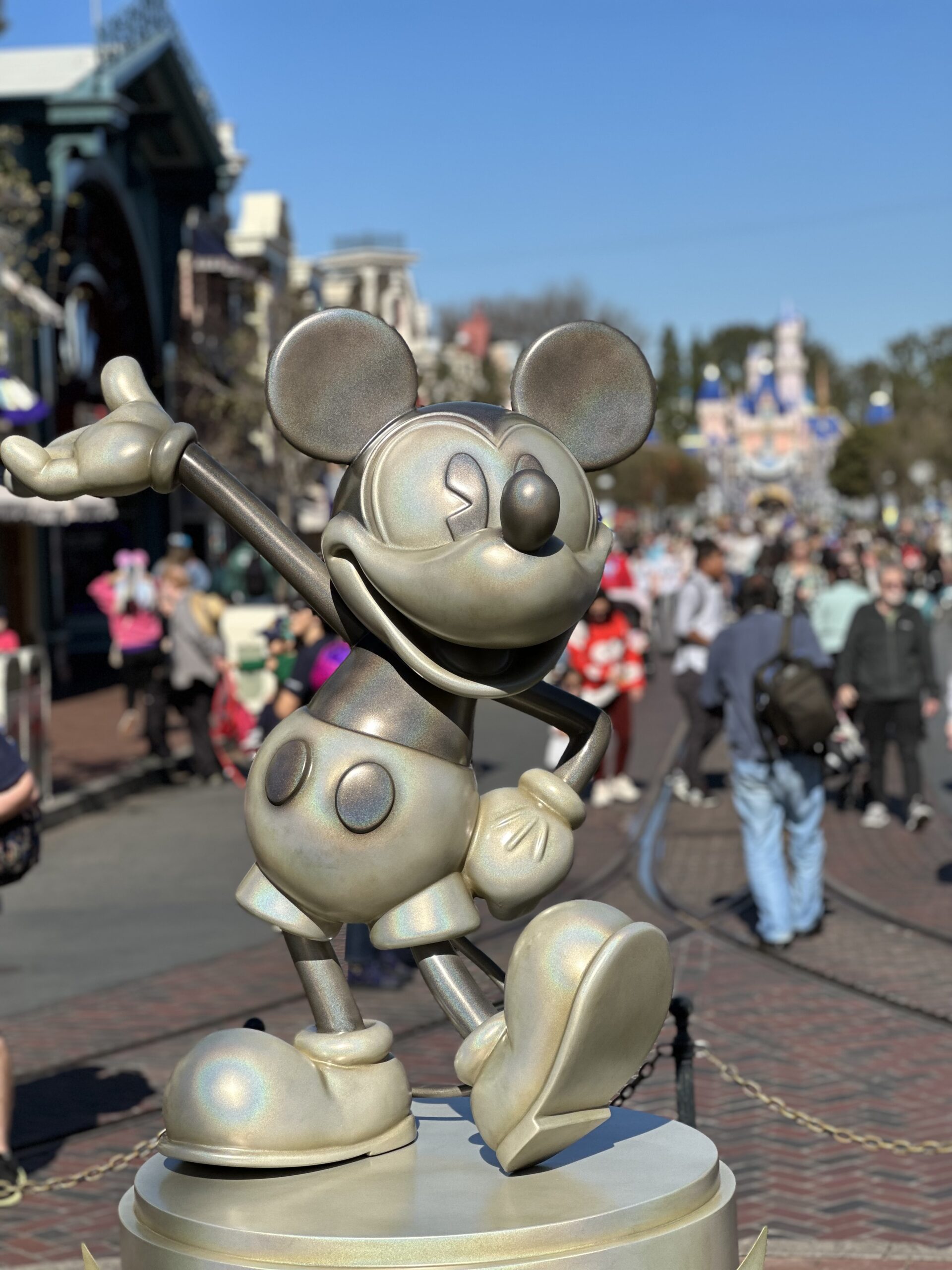 Mickey & Minnie Mouse Statues in Disneyland for Disney100 Celebration