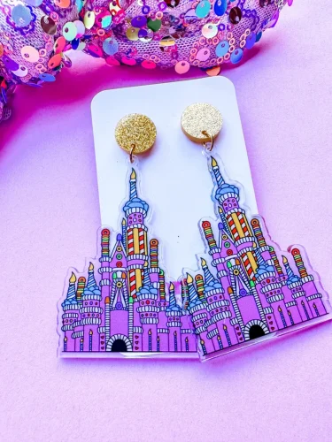 Disney Birthday Cake Castle Earrings