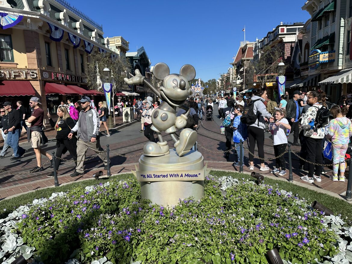 Mickey & Minnie Mouse Statues in Disneyland for Disney100 Celebration