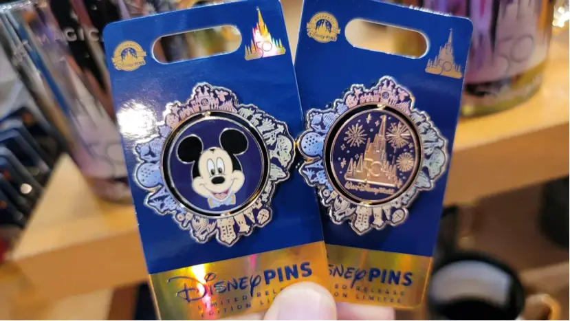 Mickey Mouse Walt Disney World 50th Anniversary Spinner Pin To Add To Your Collection!