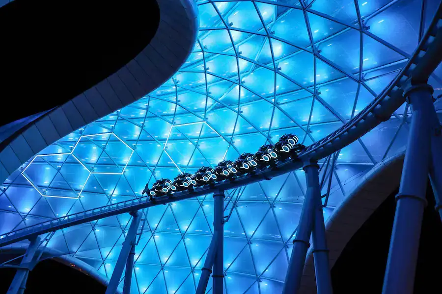 First Look at the Nighttime Lights for Tron Light Cycle Run