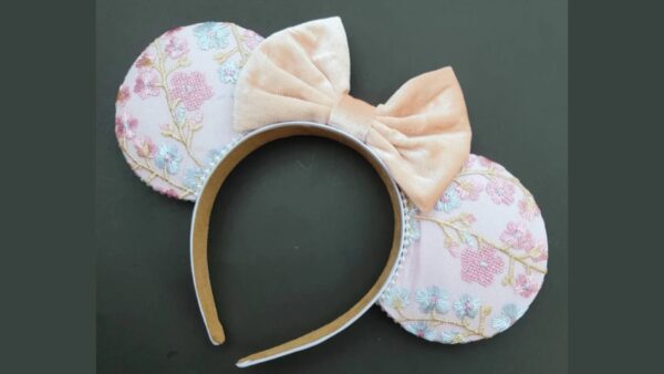 Pink Floral Embroidered Minnie Ears