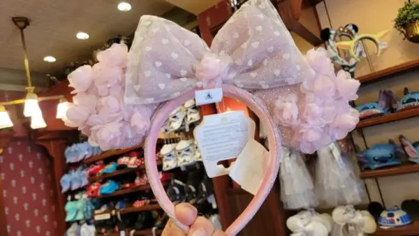 Pink Hearts And Flowers Minnie Ears