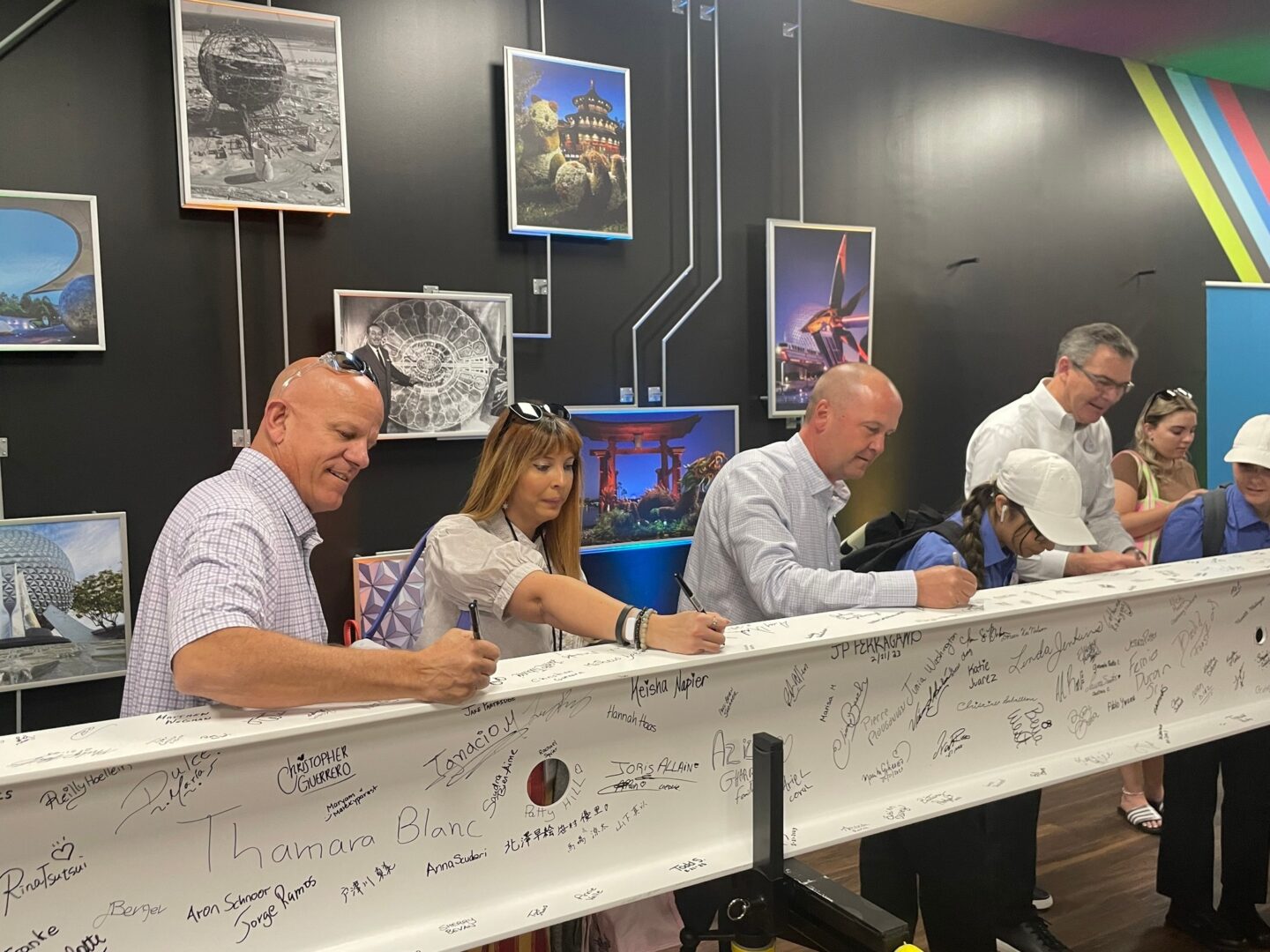 Disney Cast Members Sign Steel Beam Used in EPCOT Construction