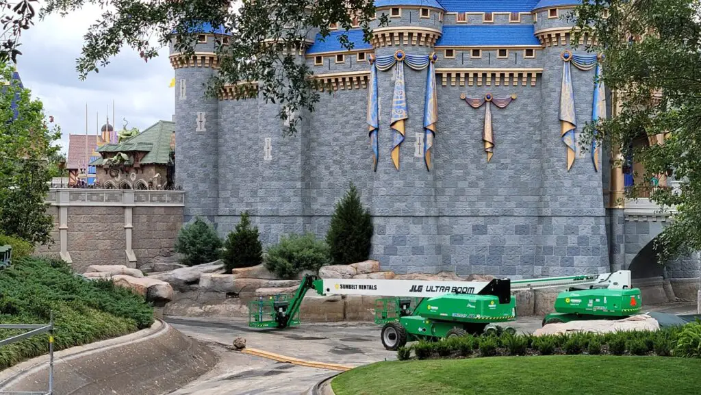 Construction Crews Fixing Holes in Cinderella Castle Foundation