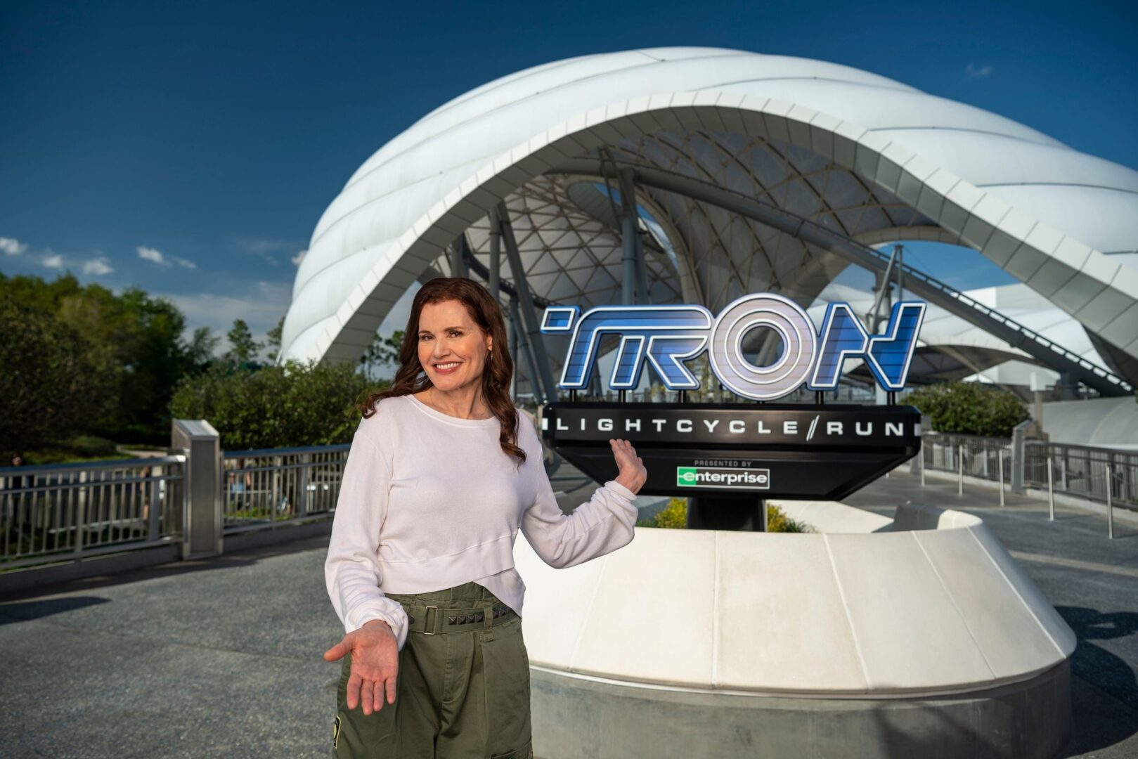 Geena Davis Enters the Grid with a Tour of TRON Lightcycle Run at Walt Disney World