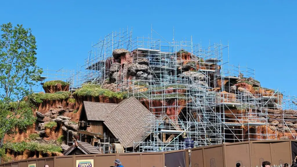 Scaffolding Covers Splash Mountain as Work Continues on Tiana's Bayou Adventure