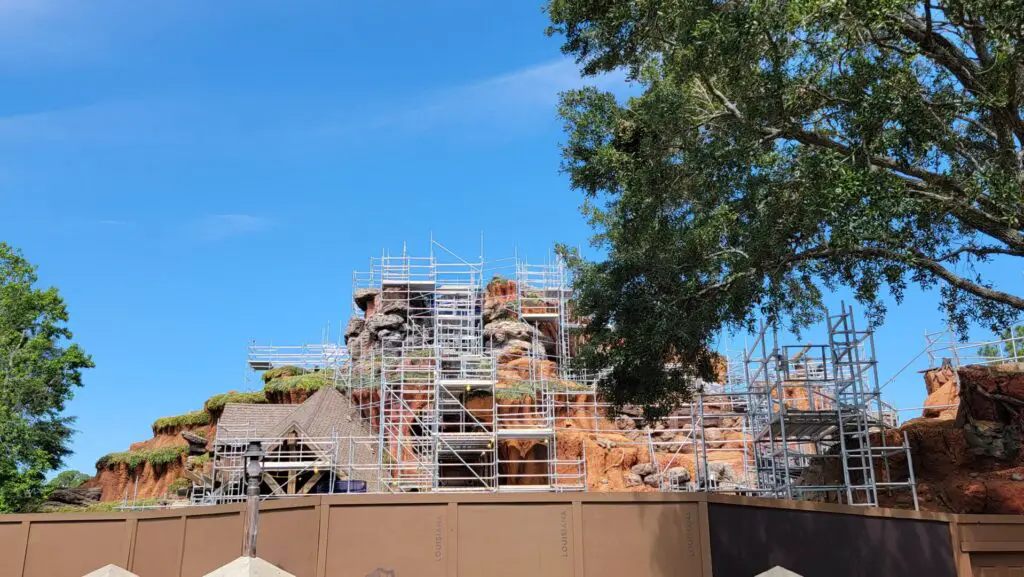 Scaffolding Covers Splash Mountain as Work Continues on Tiana's Bayou Adventure