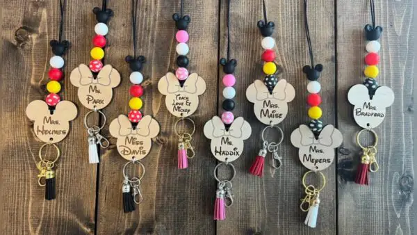 Mickey And Minnie Engraved Lanyard