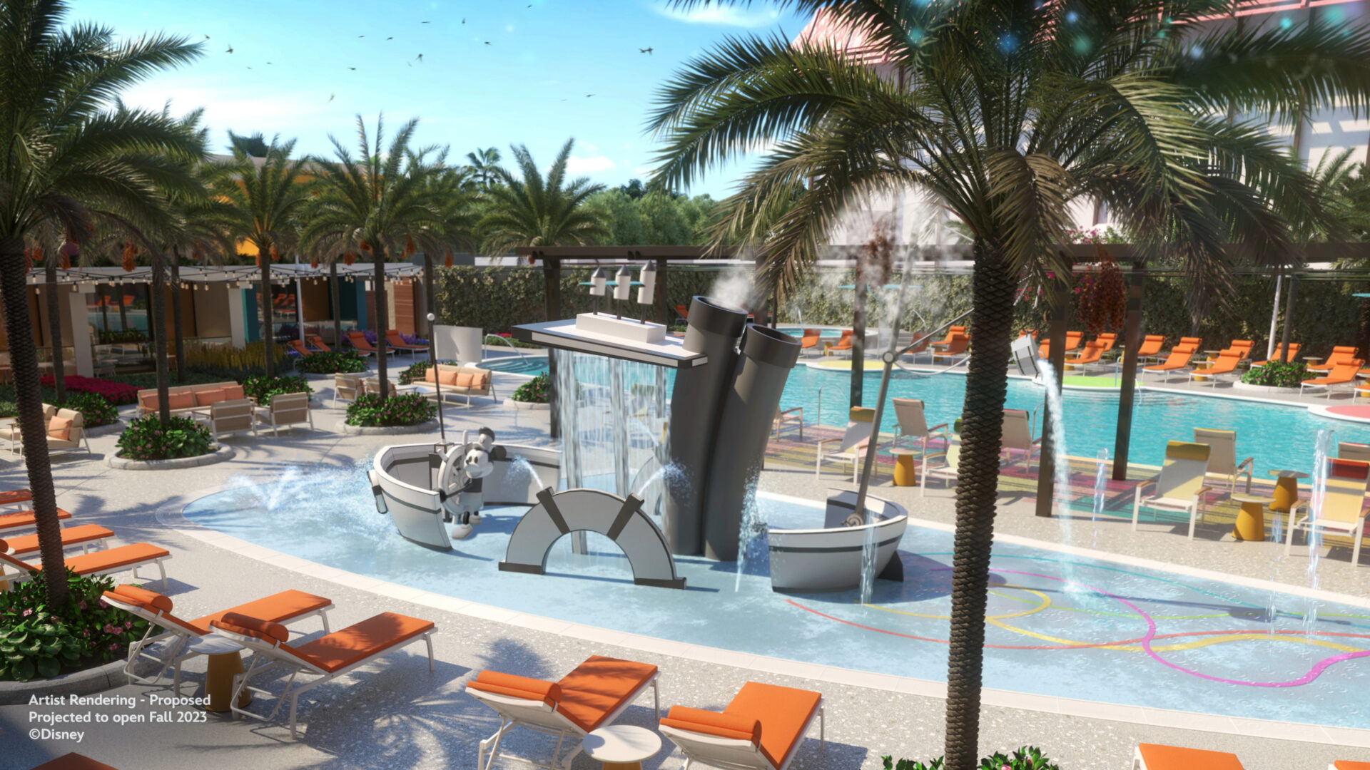 Dive into the Magic of the Steamboat Willie Splash Pad at The Villas at Disneyland Hotel