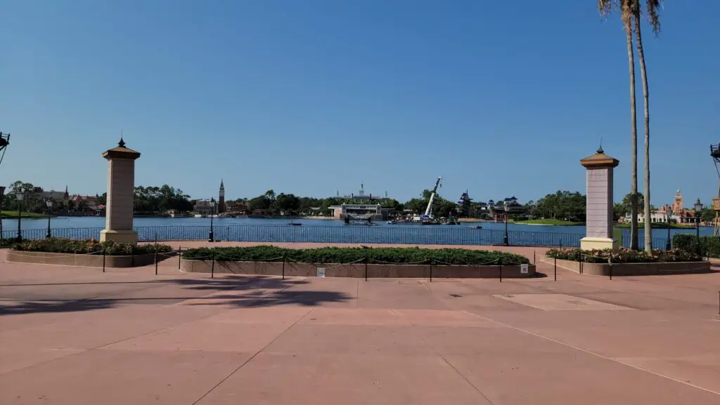 Crane Spotted in EPCOT World Showcase Lagoon as Work is Underway on New Nighttime Spectacular