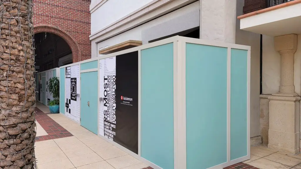Walls Up Around Lululemon Store in Disney Springs - Opening Fall 2023