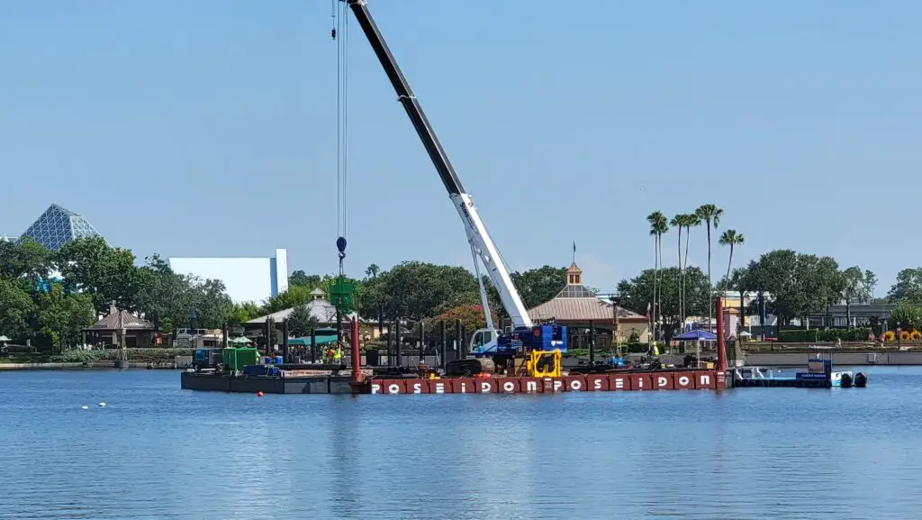 Massive Pylons Being Installed at EPCOT World Showcase Lagoon