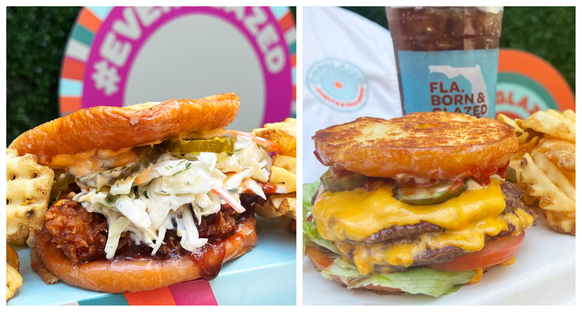 Hungry? Try the Chicken or Burger Combos from Everglazed Donuts in Disney Springs