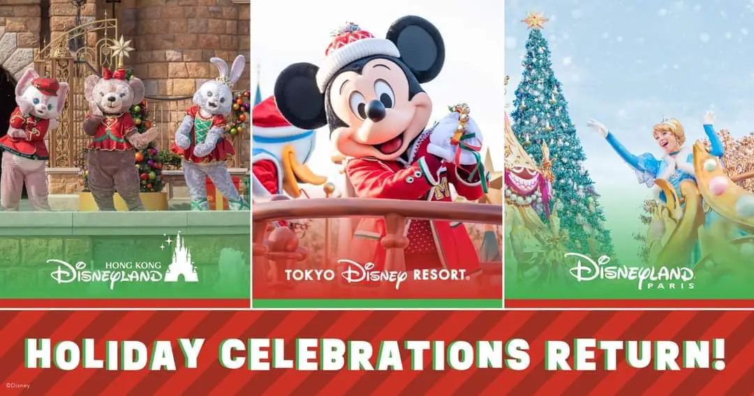 Dates Announced for 2023 Christmas Celebrations at Disneyland Paris, Tokyo, and Hong Kong Disneyland