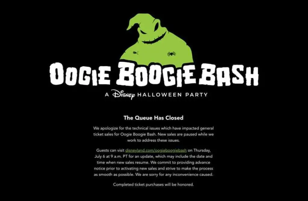 Oogie Boogie Bash Ticket Sales