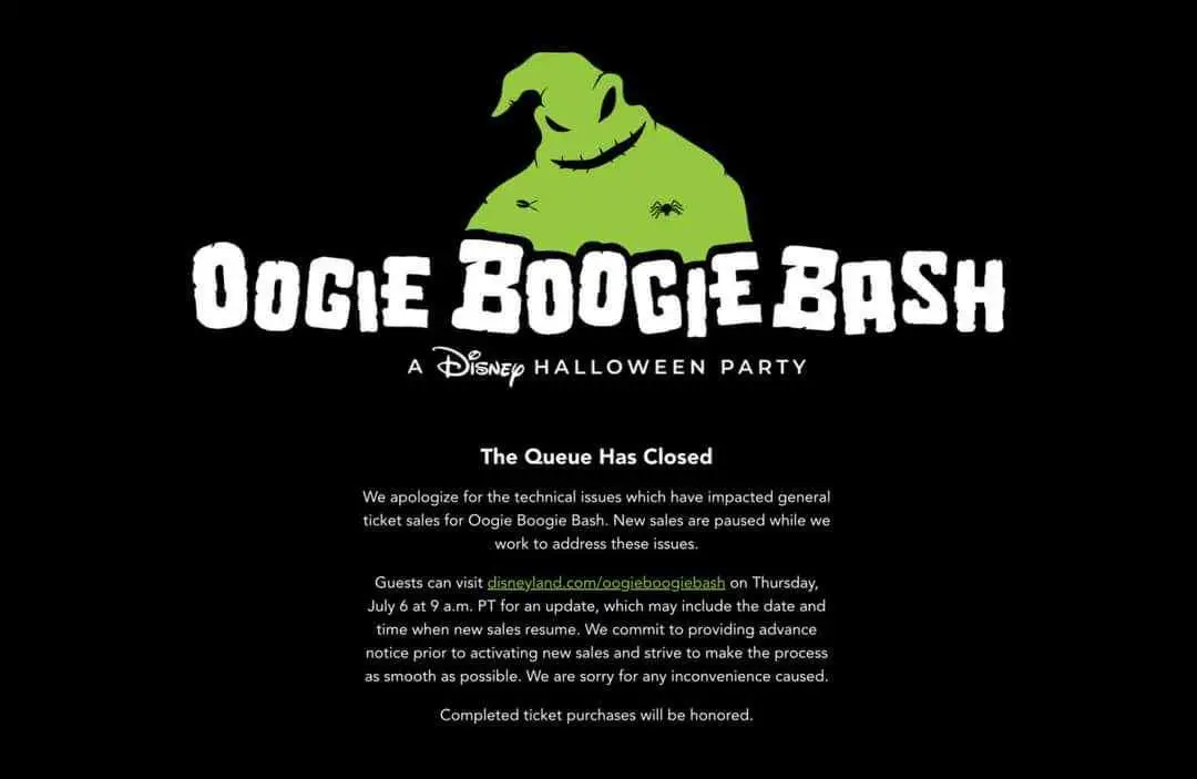 Oogie Boogie Bash Ticket Sales Closed After Technical Issues – New Details Coming Next Week