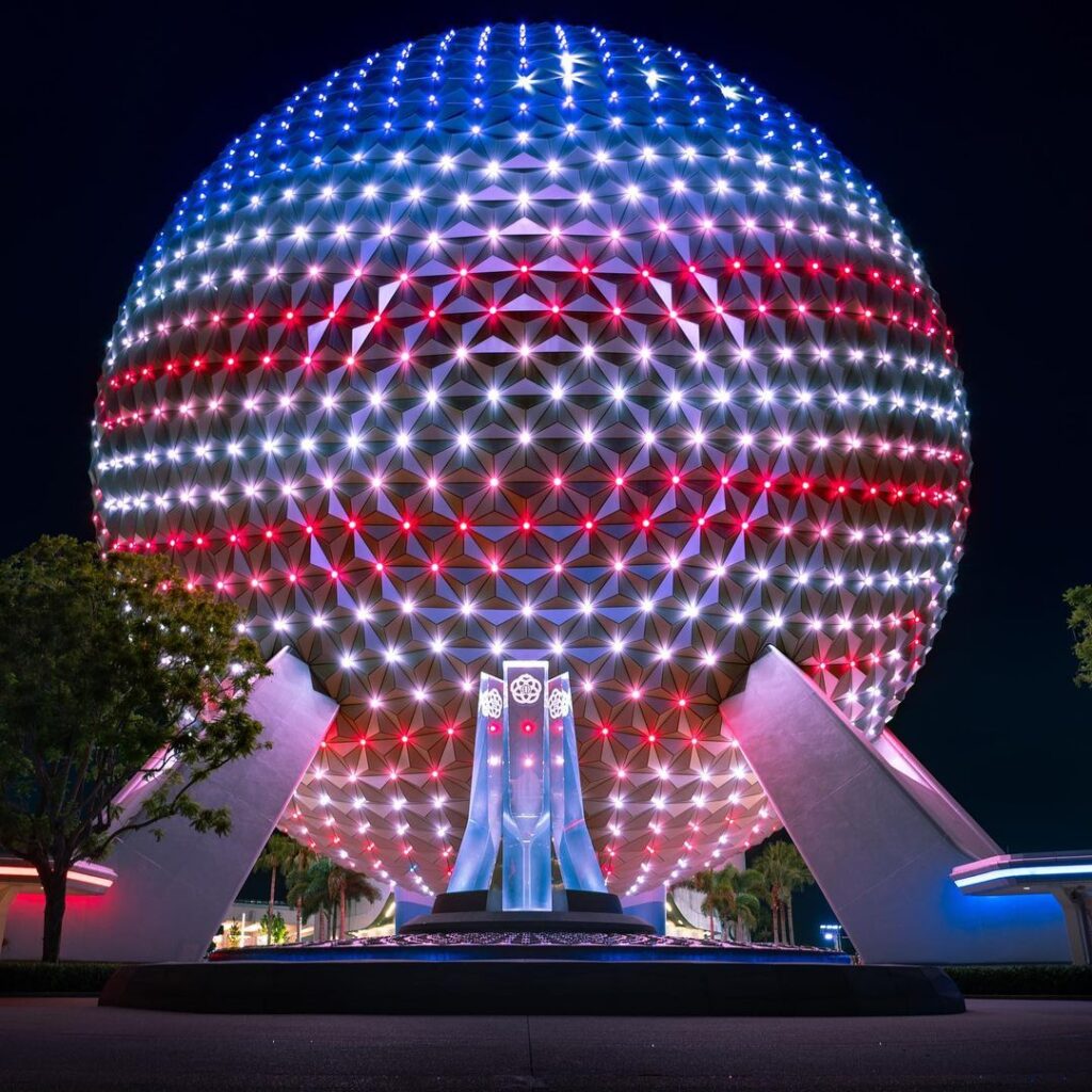 Spaceship-Earth-Decorated-for-the-Fourth-of-July-in-EPCOT-2