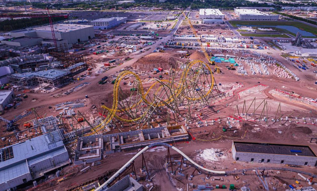 Aerial View of Universal Epic Universe Theme Park Construction