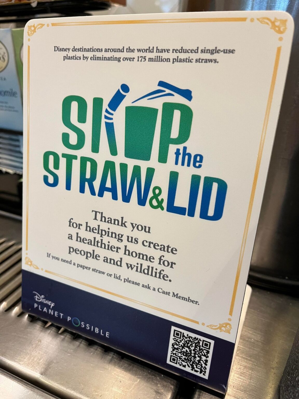 Disney World Eliminating Self Service Lids and Straws Chip and Company