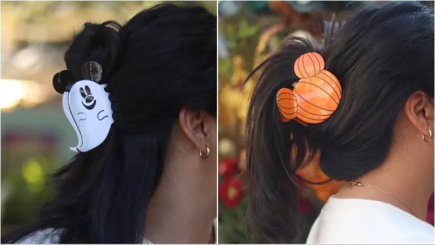 New Mickey Mouse Pumpkin And Ghost Hair Claw Clips For A Spooky Hairstyle!