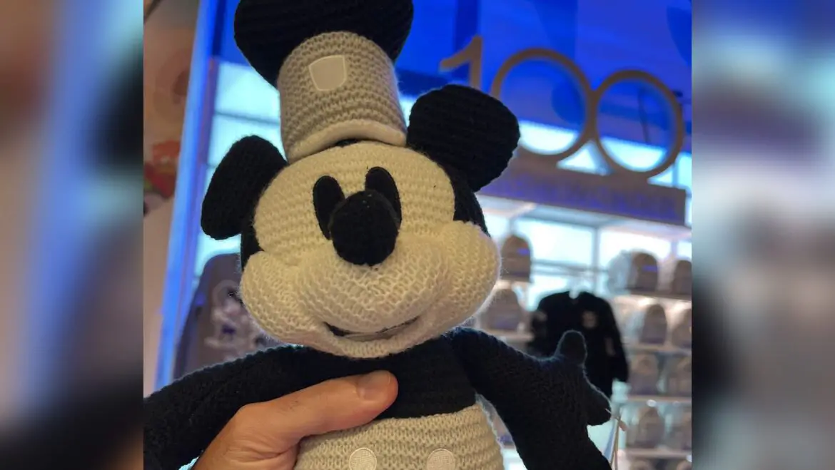 Adorable Steamboat Willie Mickey Mouse Knit Plush Spotted At Epcot!