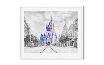 Cinderella Castle Watercolor Sketch Print