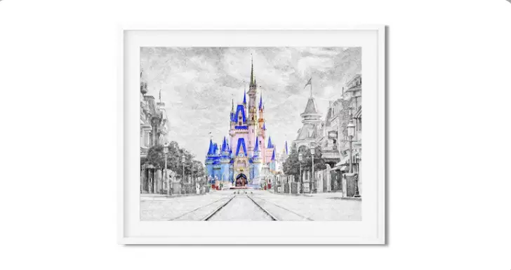 Beautiful Cinderella Castle Watercolor Sketch Print To Bring The Magic Home!