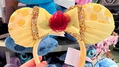 Disney Park Belle Minnie Mouse Ears Mickey Bow Beauty and the Beast  Headband