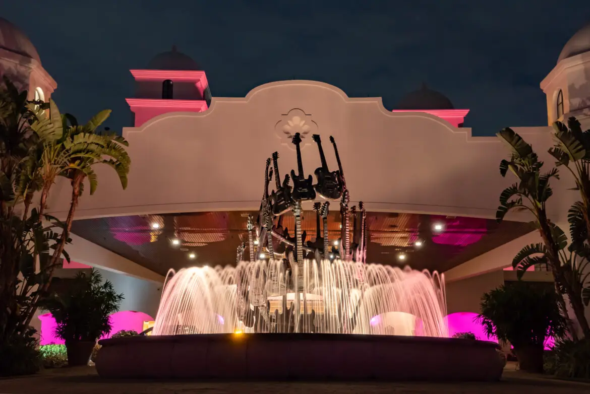 Hard Rock Hotel at Universal Orlando Lit Up in Pink to Support PINKTOBER