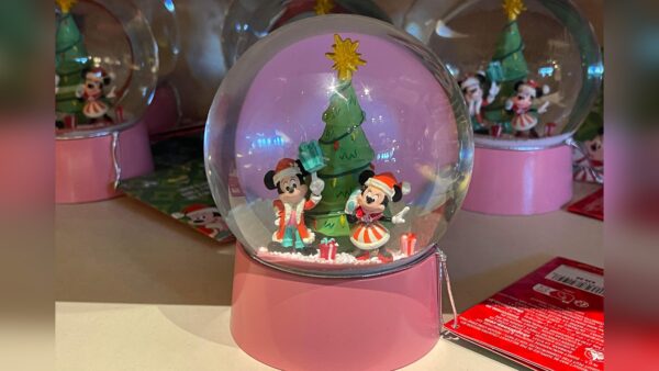 Santa Mickey And Minnie Mouse Holiday Snowglobe