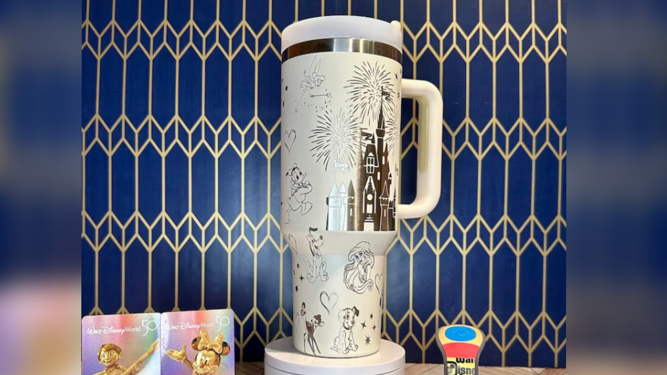 Such a cool customized Disney Stanley tumbler by @etchandember  #disneytumbler #disneystanley #stanleydisney #disneymug #disneycastle…