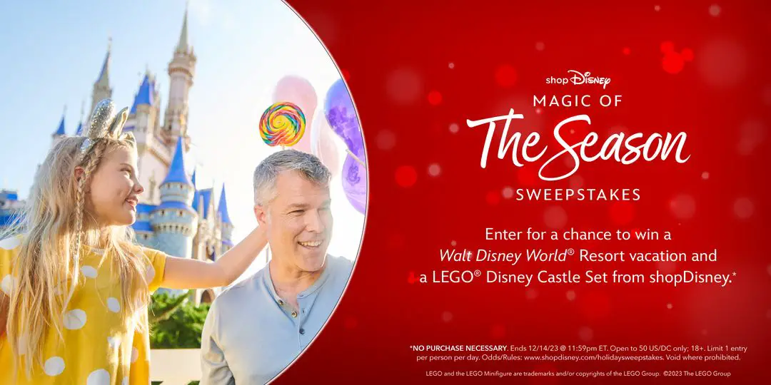 Enter the shopDisney Magic of the Season Sweepstakes for a chance to win a Disney World Vacation