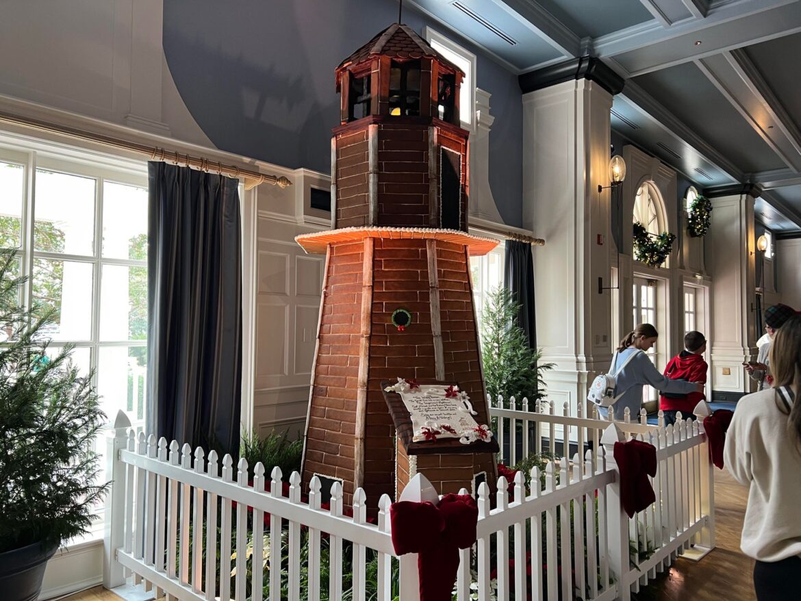 First Look at the Gigantic Gingerbread Lighthouse at Disney’s Yacht Club Resort
