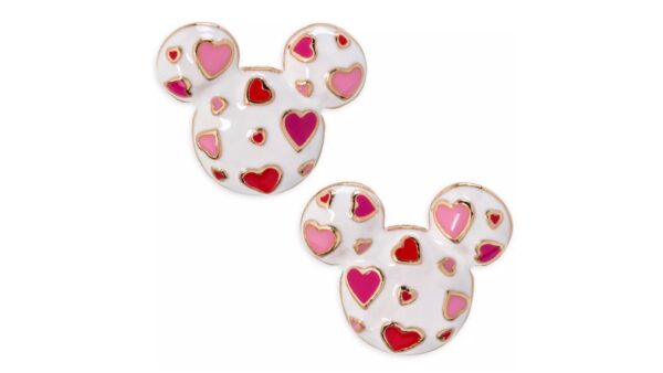 Mickey Mouse Icon With Hearts Enamel Earrings