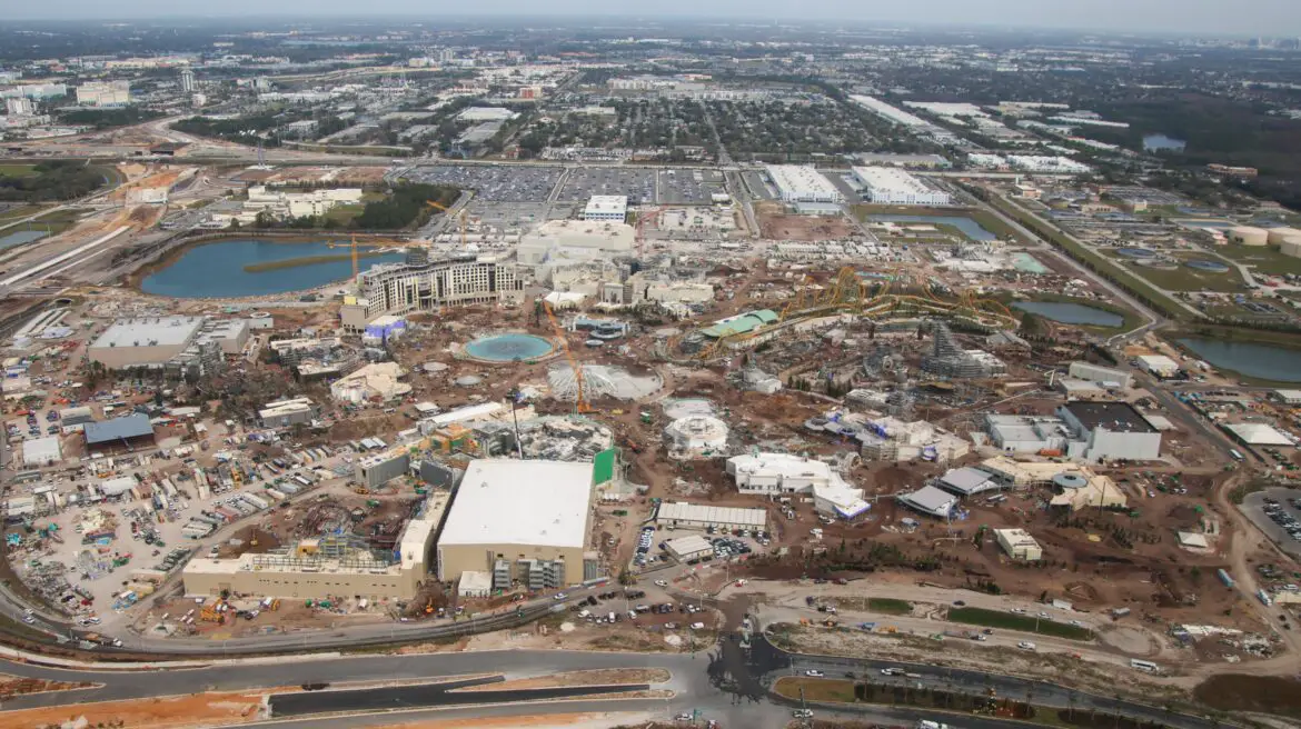 Aerial Overview of Epic Universe Construction for February