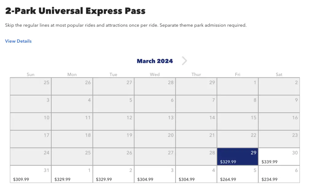 express-pass-easter-cost
