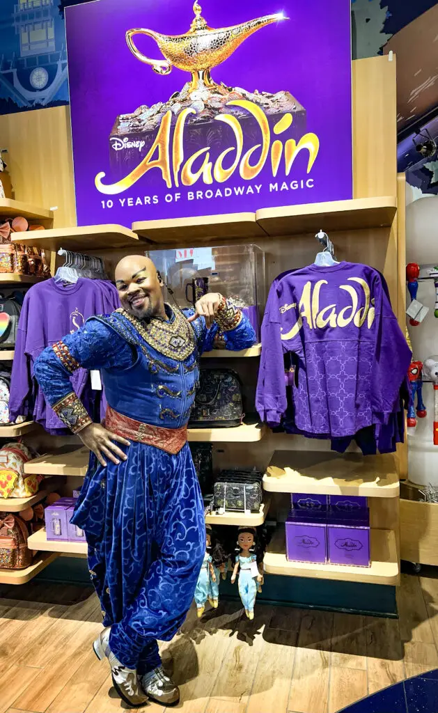 Michael-James-Scott-Genie-at-Disney-Store-Times-Square-Aladdin-Pop-Up_Disney-Theatrical-Group